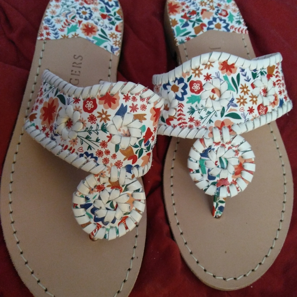 NEW Jack Rogers flowered sandals 6.5